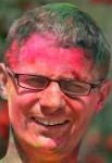 Konrad Pędziwiatr podczas obchodów Święta Holi, New Delhi, marzec 2010